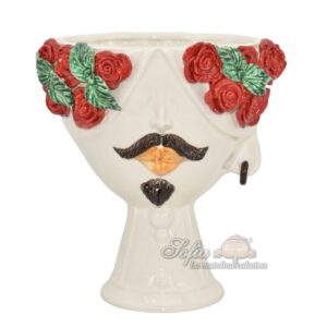 Testa h 30 zahira white & color con rose maschio (pasta bianca)