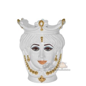 Testa h 25 c/perline white/gold femmina c/espressione labbra arancio