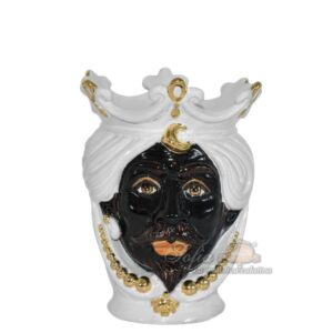 Testa h 25 c/perline white/gold maschio moro c/espressione labbra arancio