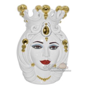 Testa h 38 white/gold c/espressione labbra rosse femmina