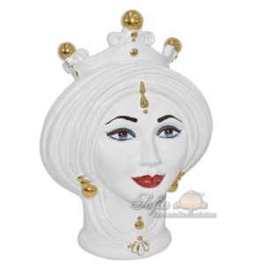 Testa h 30 white/gold c/espressione labbra rosse femmina