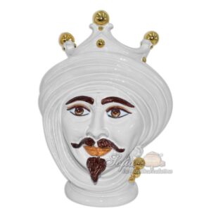 Testa h 30 white/gold c/espressione labbra arancio maschio bianco