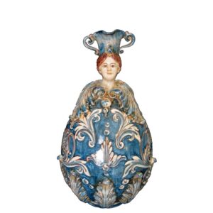 Uovo a personaggio femmina h 25 ornato mono blu