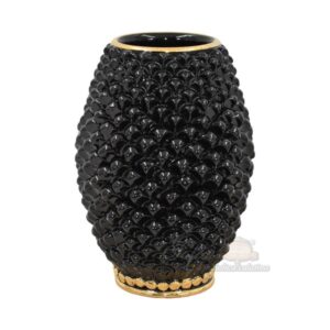 Vaso pigna botte h 25 black & gold