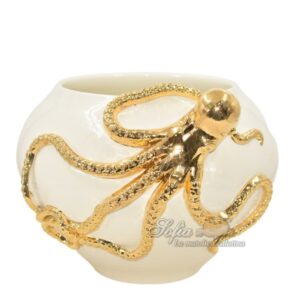 Centrotavola palla polpo h 30 madreperla oro