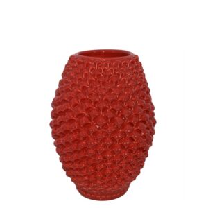 Vaso pigna botte h 25 rosso fuoco