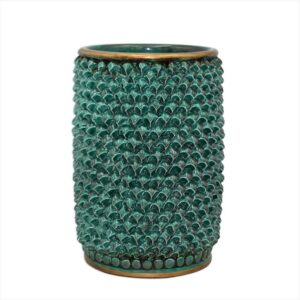 Vaso pigna cilindro h 25 verde rame