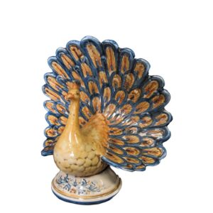 Pavone piccolo h 12 blu/arancio - Bomboniera