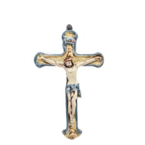 Crocifisso piccolo 10x15 blu/arancio - Bomboniera