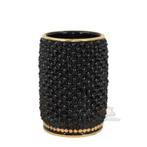 Vaso pigna cilindro h 35 black/gold
