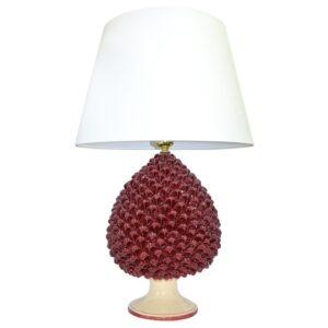 Lume pigna artigianale h 20 mono bordeaux (h40 c/paralume Ø25)