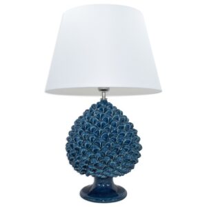 Lume pigna artigianale h 35 blu intenso (h65 c/paralume Ø40)