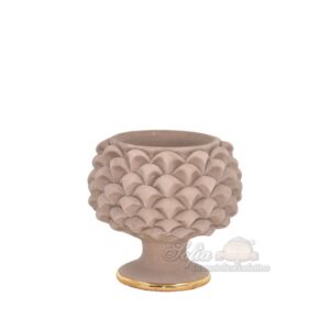 Vaso mezza pigna Ø 10 tortora opaco e oro - Bomboniera