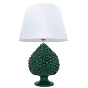 Lume pigna artigianale h 30 verde antico (h57 c/paralume Ø40)