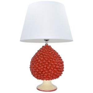 Lume pigna artigianale h 20 mono rosso (h40 c/paralume Ø25)