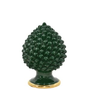 Pigna artigianale h 20 verde antico e oro