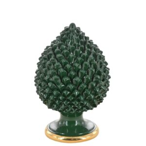 Pigna artigianale h 40 verde antico e oro