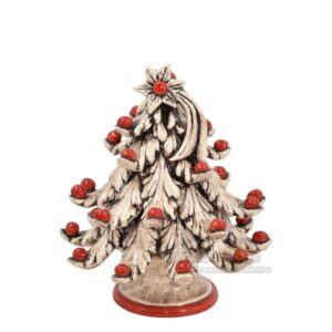 Albero di natale 2°M h 20 madreperla antichizzato c/palline rosse