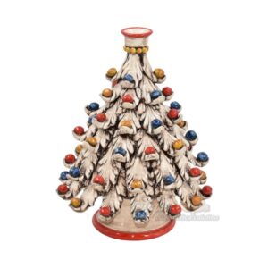 Albero di natale a candeliere 3°M h 25 madreperla antichizzato c/palline colorate