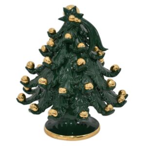 Albero di natale 3°M h 25 verde antico/palline oro