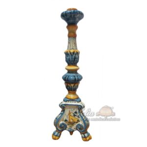 Candelabro barocco h 42.5 blu/arancio
