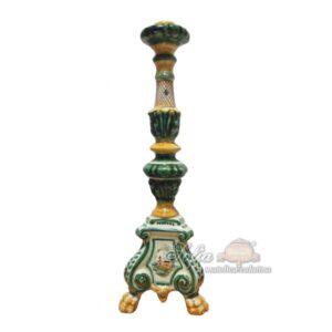 Candelabro barocco h 42.5 verde/arancio