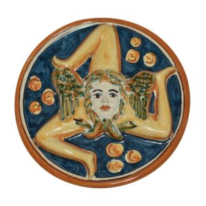 Trinacria disco Ø 20 ornato fondo blu
