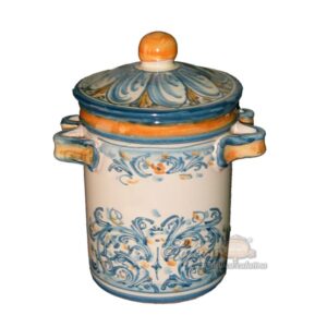 Barattolo 1° M h 12 s. d'arte blu/arancio