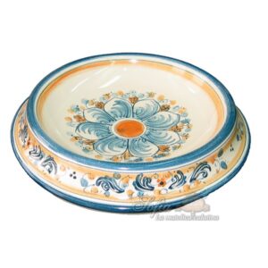 Posaresto tondo Ø 17 s. d'arte blu/arancio - Bomboniera