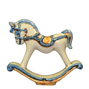 Cavalluccio a dondolo medio h 11 blu/arancio