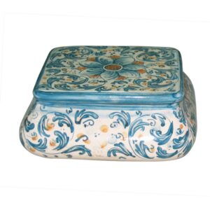 Portagioie quadrato 14x14 s. d'arte blu/arancio