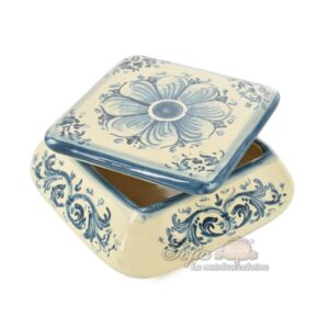 Portagioie quadrato 14x14 s. d'arte mono blu