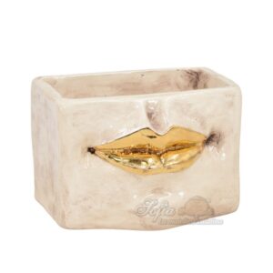 Scatola con espressione 14x10 madreperla antichizzato labbra oro - Bomboniera