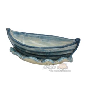 Barchetta grande cm 20x9 c/piattino mono blu - Bomboniera