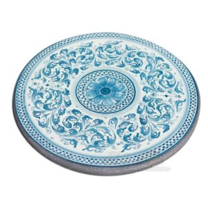 Tavolo in pietra lavica Ø 100 serie d'arte mono blu (c/piede articolo 114)