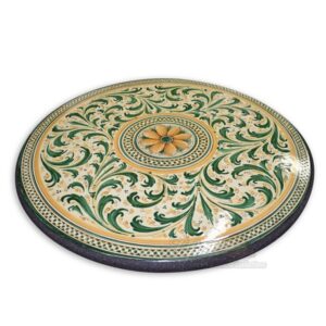 Tavolo in pietra lavica Ø 70 serie d'arte verde/arancio (c/piede articolo 109/a)